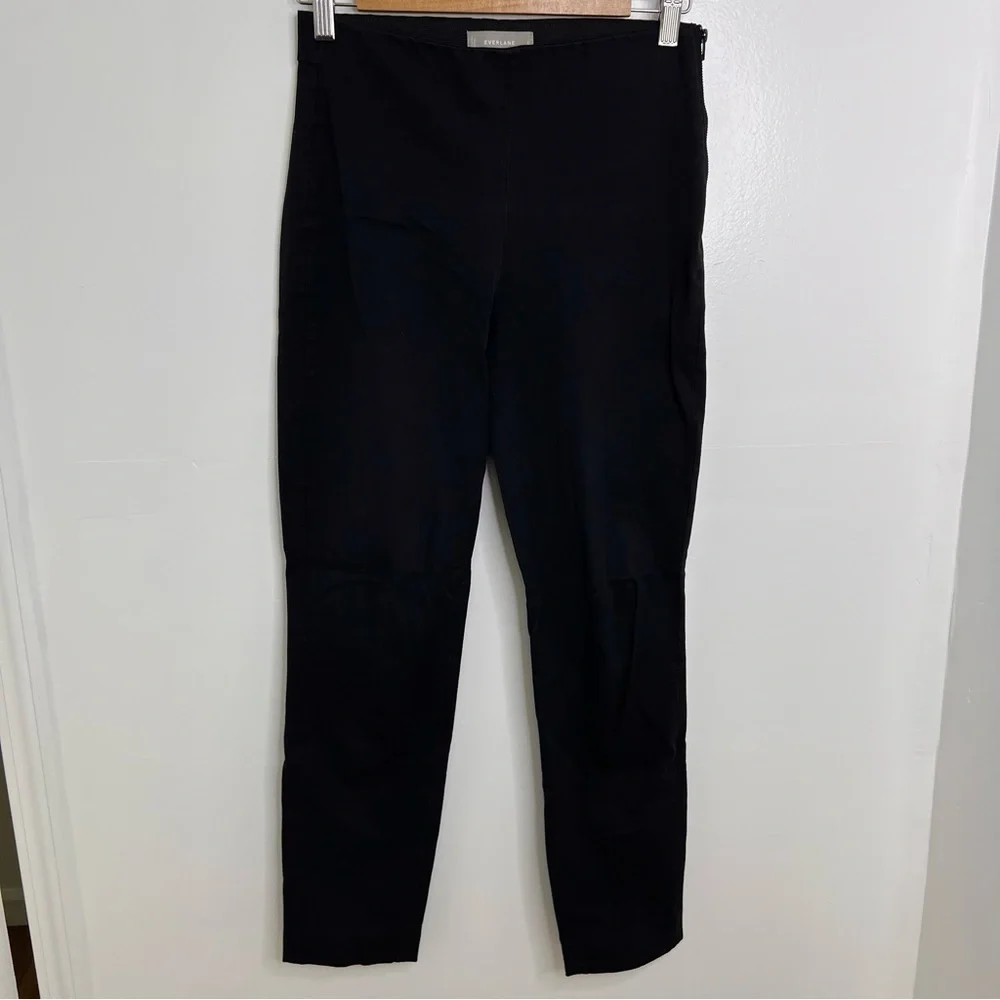 EVERLANE The Side Zip Cotton Stretch Black Pants - Picture 2 of 6